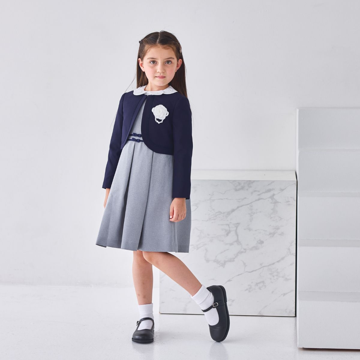 ペタル襟スーツセット 115 120 130 120B 130B cm (2571-7356) CHOPINblue/ショパンブルー