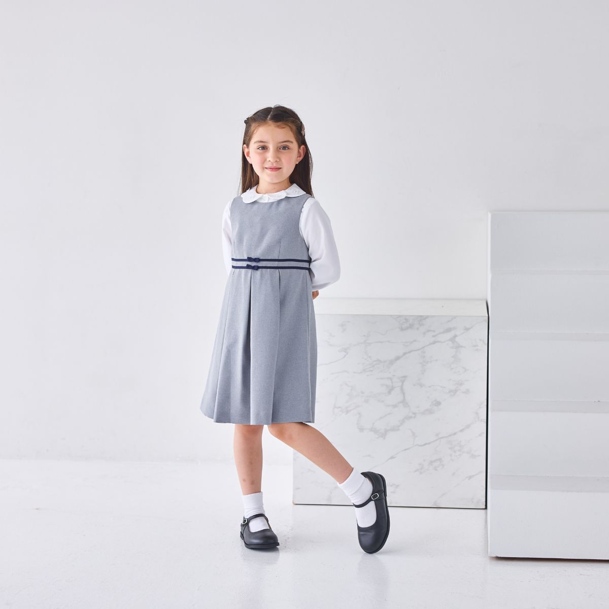 ペタル襟スーツセット 115 120 130 120B 130B cm (2571-7356) CHOPINblue/ショパンブルー