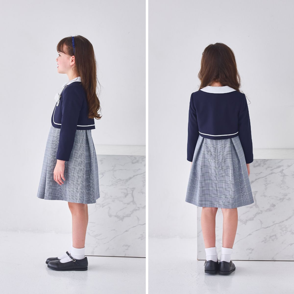 ペタル襟スーツセット 115 120 130 120B 130B cm (2571-7356) CHOPINblue/ショパンブルー