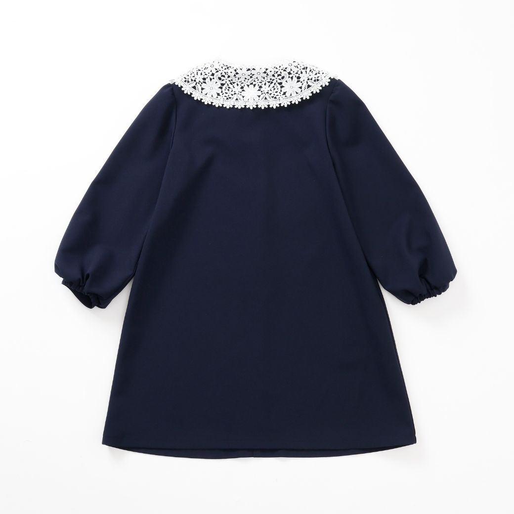 新品 kate spade フォーマルワンピース 刺繍襟 白襟 140 紺 新作】レース襟ワンピース 140 150 160cm (2676-7582) CHOPINblue