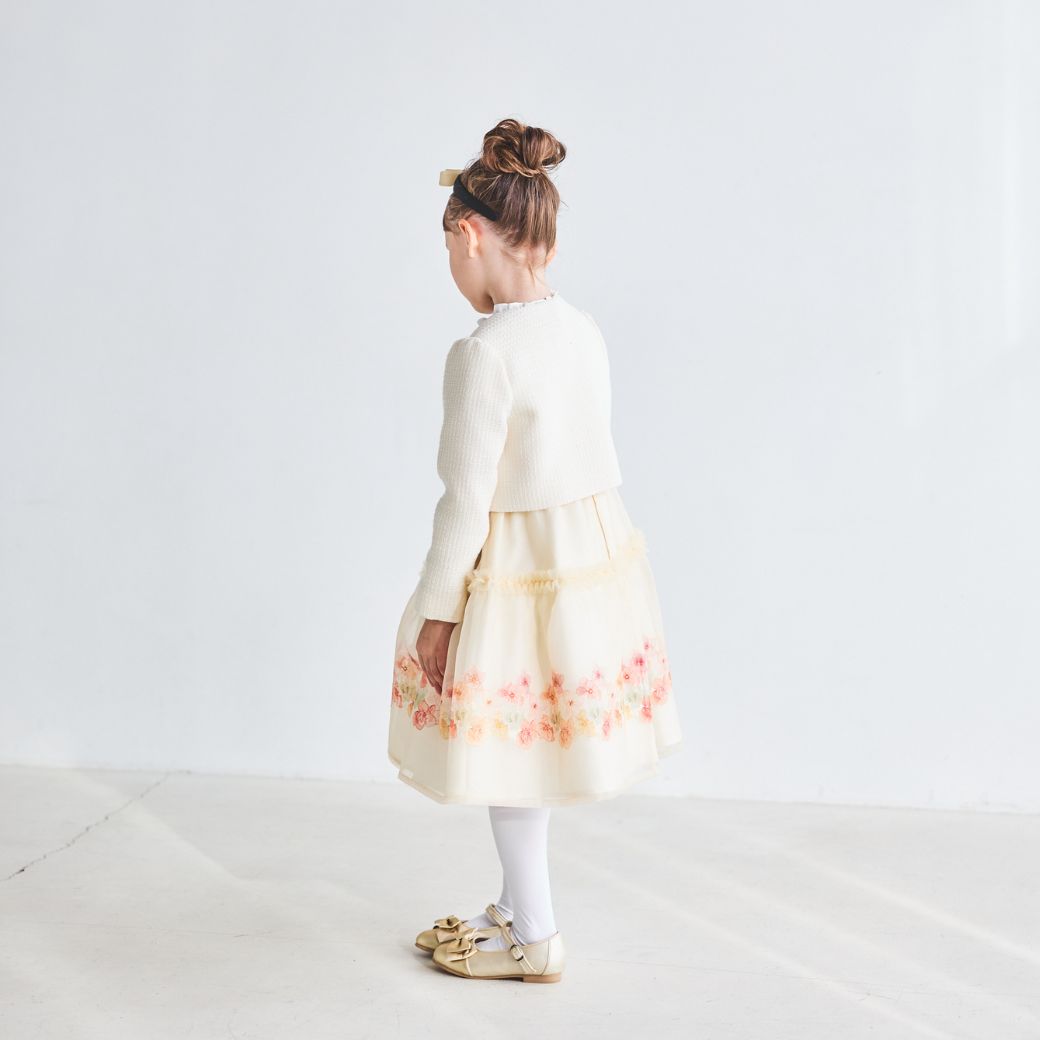 ツイードイエローフラワーアンサンブル 120 130cm (8501-7308) CHOPIN/ショパン 【PREMIUMライン】