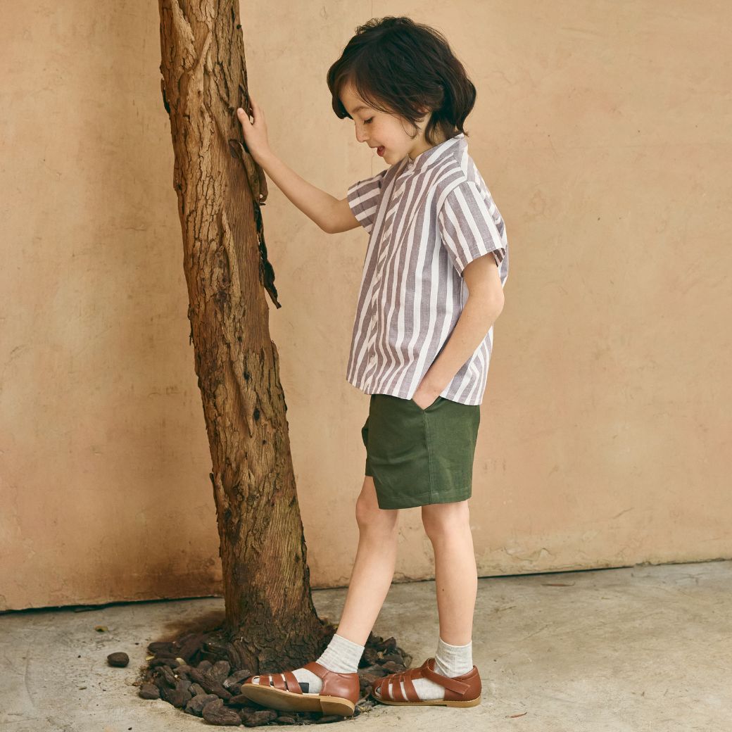【FINALセール50%OFF】ストライプシャツ&パンツ/オールコットン2点セット 110 120 130 140cm (2531-5404) utremi/ユトレミ