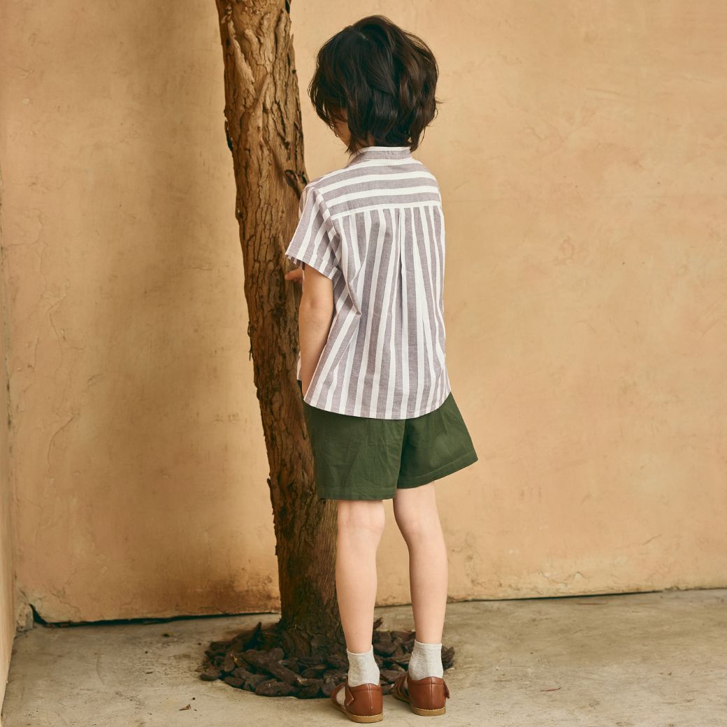 【FINALセール50%OFF】ストライプシャツ&パンツ/オールコットン2点セット 110 120 130 140cm (2531-5404) utremi/ユトレミ