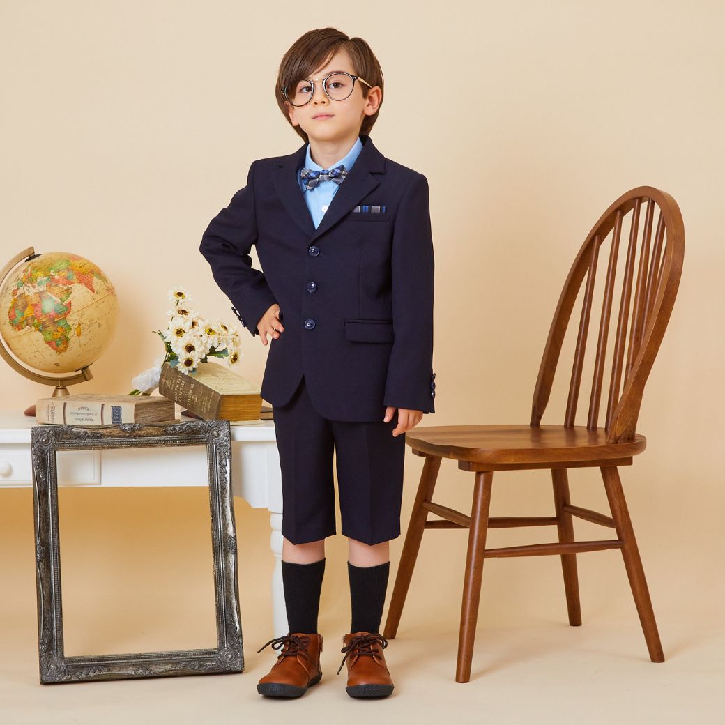 NEW【セール15%OFF】チェック柄ボウタイハーフパンツスーツセット 110 120 130cm (5401-5455) ReadyFreddy/レディ フレディ