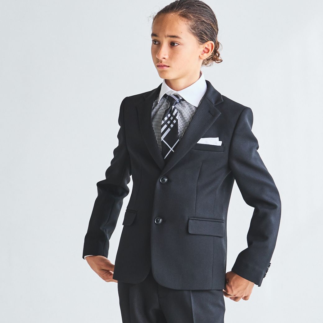 ブラックチェックタイロングパンツスーツ (8471-5600) 140 150 160 170cm CHOPIN/ショパン 【PREMIUMライン】