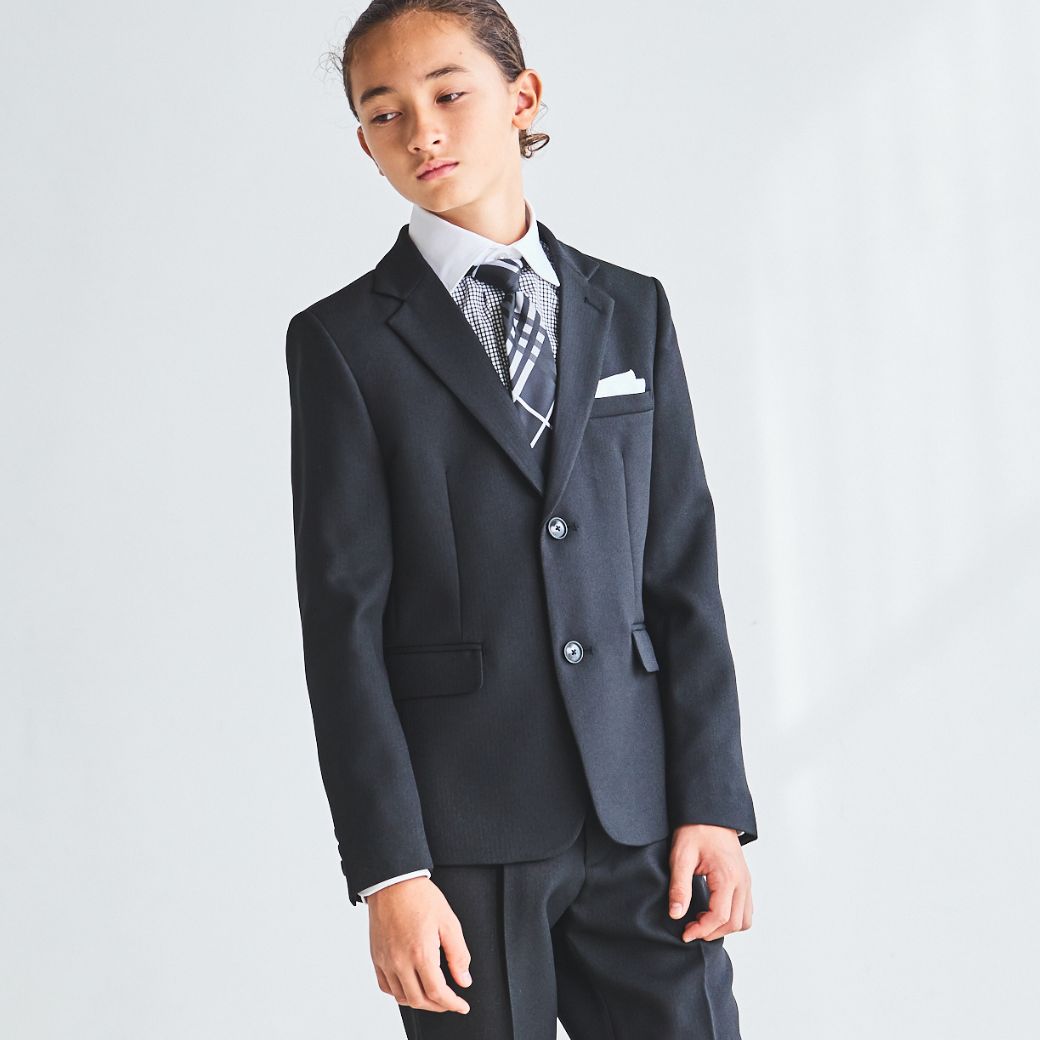 ブラックチェックタイロングパンツスーツ (8471-5600) 140 150 160 170cm CHOPIN/ショパン 【PREMIUMライン】