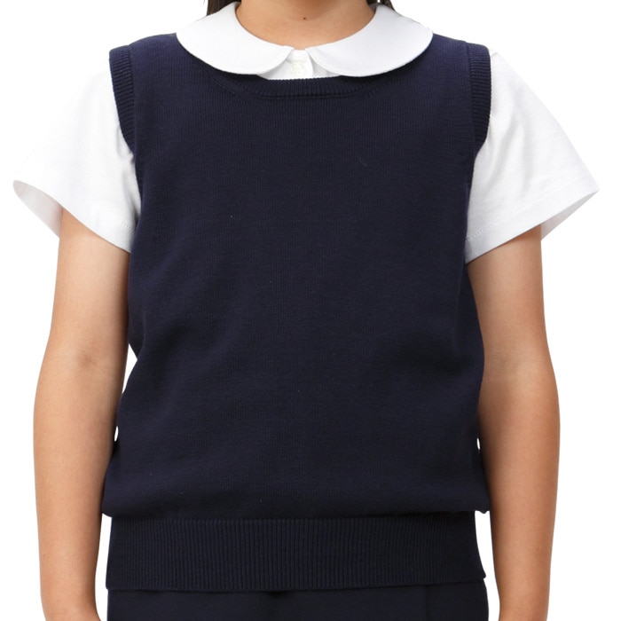 【廃版アウトレットセール40%】丸首ニットベスト 90 100cm(8677-2126)