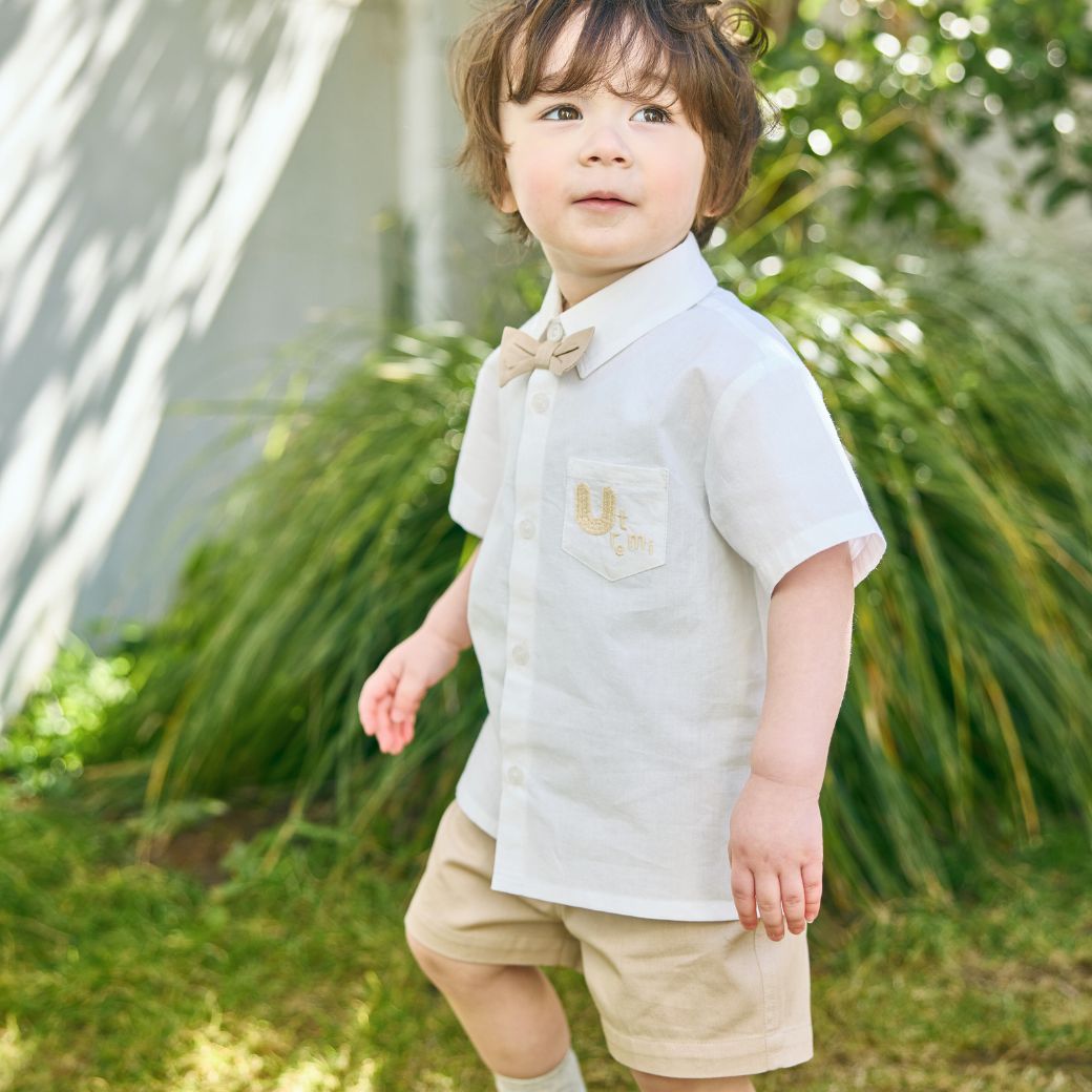 【FINALセール50%OFF】蝶ネクタイ付きシャツ&パンツ/オールコットン3点セット 90 100 110 120 130 140cm (2531-5200/2531-5400) utremi/ユトレミ 男の子