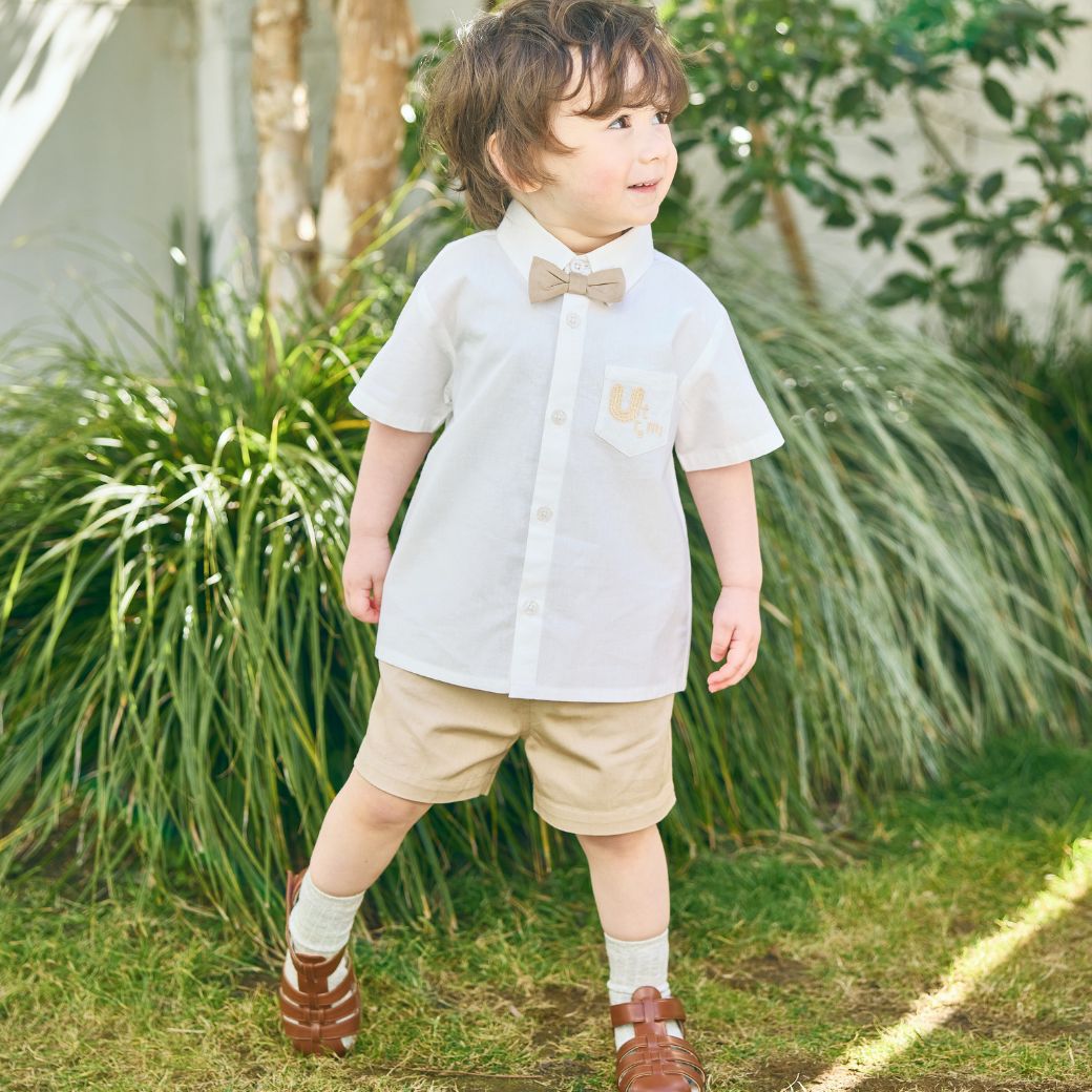 【FINALセール50%OFF】蝶ネクタイ付きシャツ&パンツ/オールコットン3点セット 90 100 110 120 130 140cm (2531-5200/2531-5400) utremi/ユトレミ 男の子