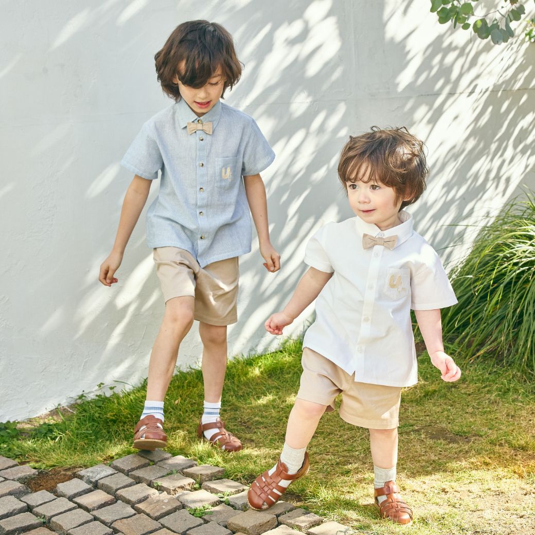 【FINALセール50%OFF】蝶ネクタイ付きシャツ&パンツ/オールコットン3点セット 90 100 110 120 130 140cm (2531-5200/2531-5400) utremi/ユトレミ 男の子