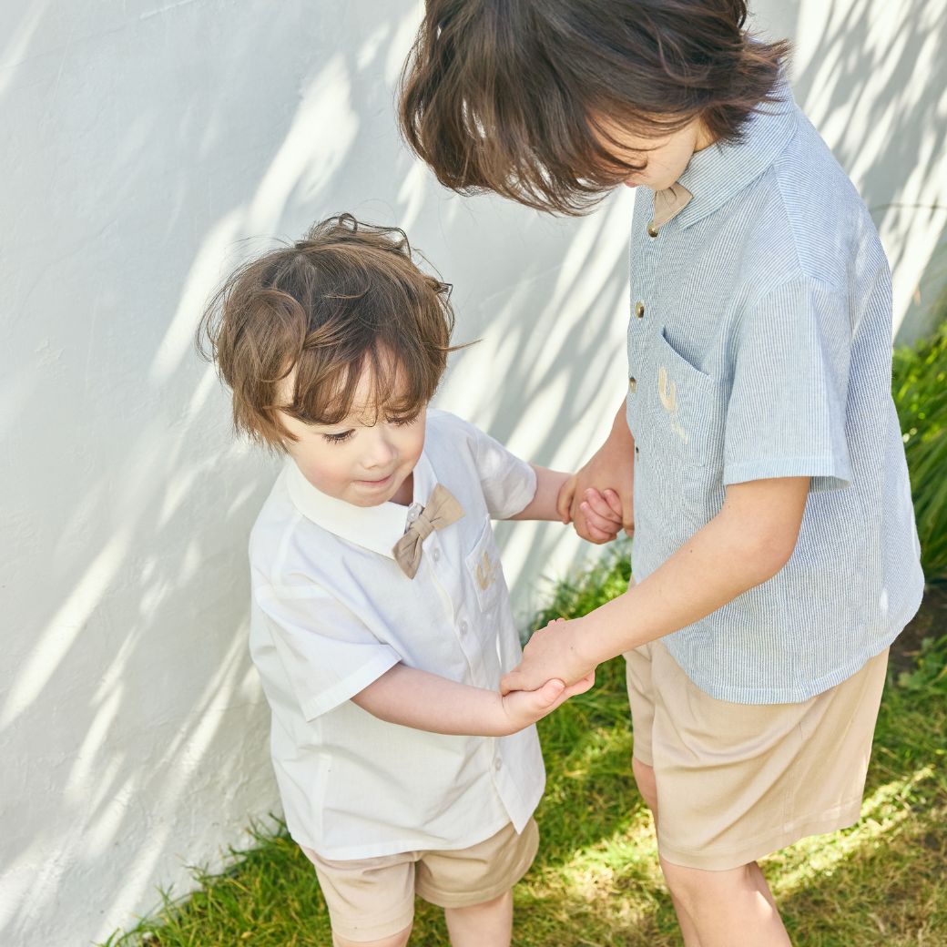 【FINALセール50%OFF】蝶ネクタイ付きシャツ&パンツ/オールコットン3点セット 90 100 110 120 130 140cm (2531-5200/2531-5400) utremi/ユトレミ 男の子