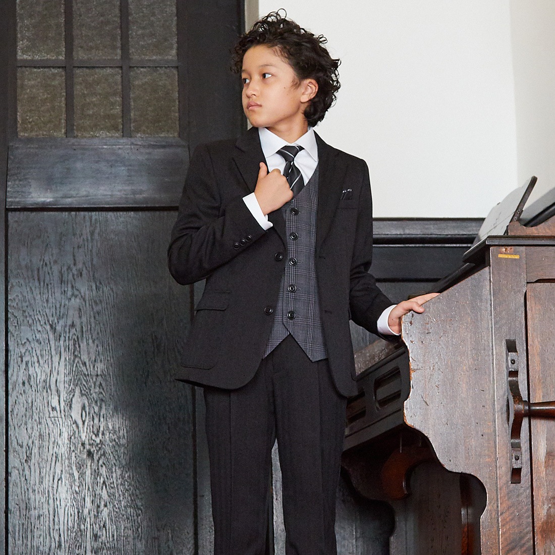 チェックベストスリーピーススーツ 140 150cm(8201-5600)