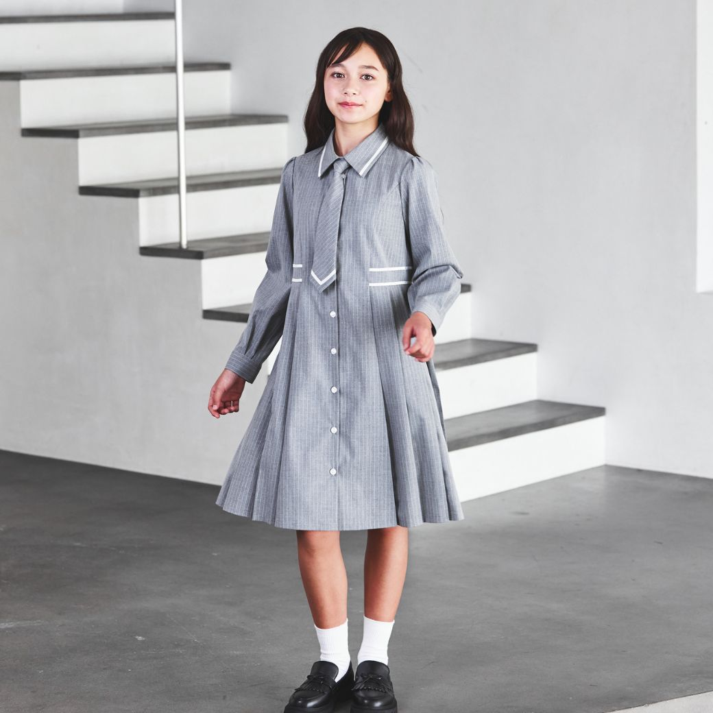 【期間限定50%OFF】ピンストライプラインアクセントワンピース 150 160 165cm (8476-2500) CHOPIN/ショパン