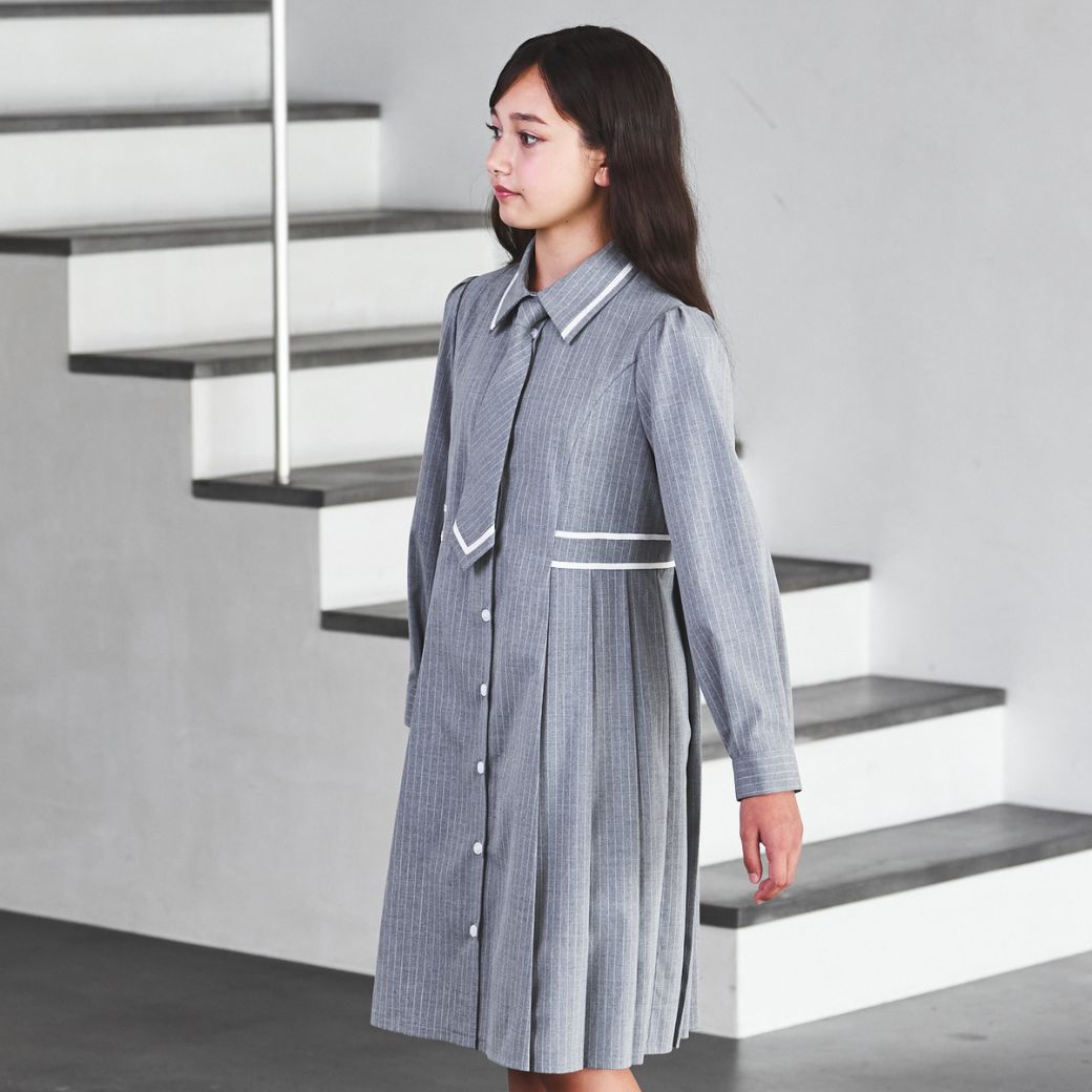 【期間限定50%OFF】ピンストライプラインアクセントワンピース 150 160 165cm (8476-2500) CHOPIN/ショパン