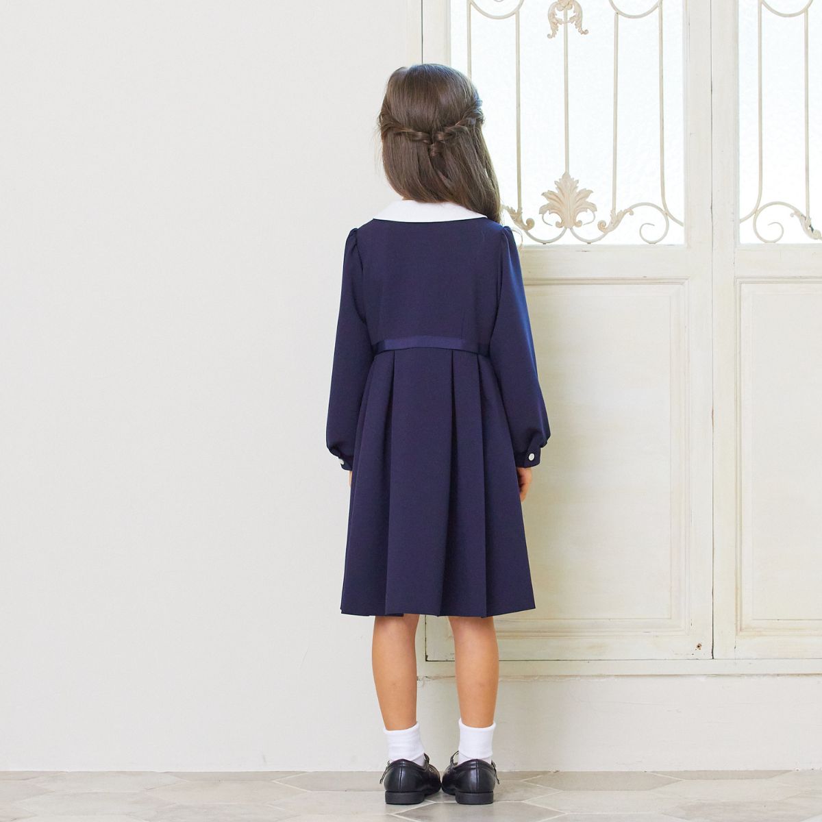 NEW【セール20%OFF】白襟タックワンピース 115 120 130cm(8306-8307)