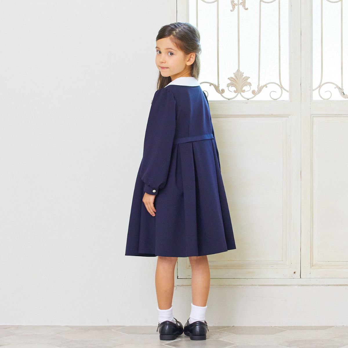 NEW【セール20%OFF】白襟タックワンピース 115 120 130cm(8306-8307)