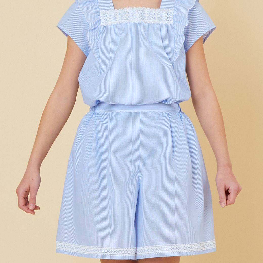 【ファイナルセール50%OFF】ストライプキュロット 110 120 130 140 150 160cm【セットアップ可】 (2436-7356) CHOPINblue/ショパンブルー