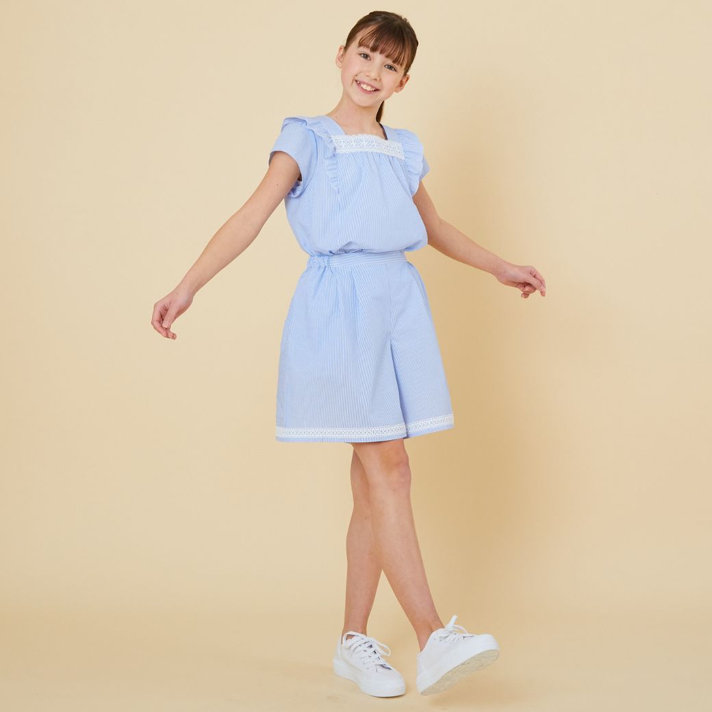 【ファイナルセール50%OFF】ストライプキュロット 110 120 130 140 150 160cm【セットアップ可】 (2436-7356) CHOPINblue/ショパンブルー