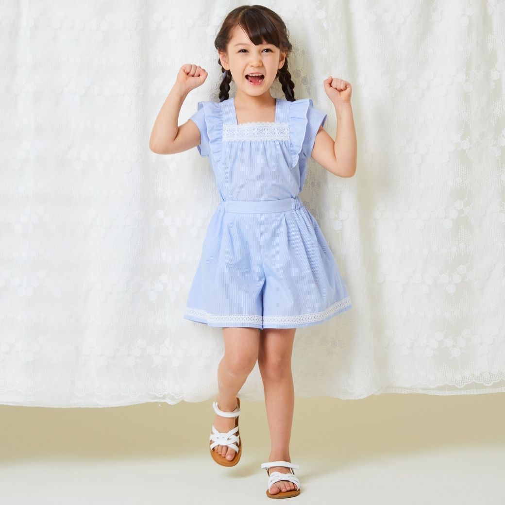 【ファイナルセール50%OFF】ストライプキュロット 110 120 130 140 150 160cm【セットアップ可】 (2436-7356) CHOPINblue/ショパンブルー