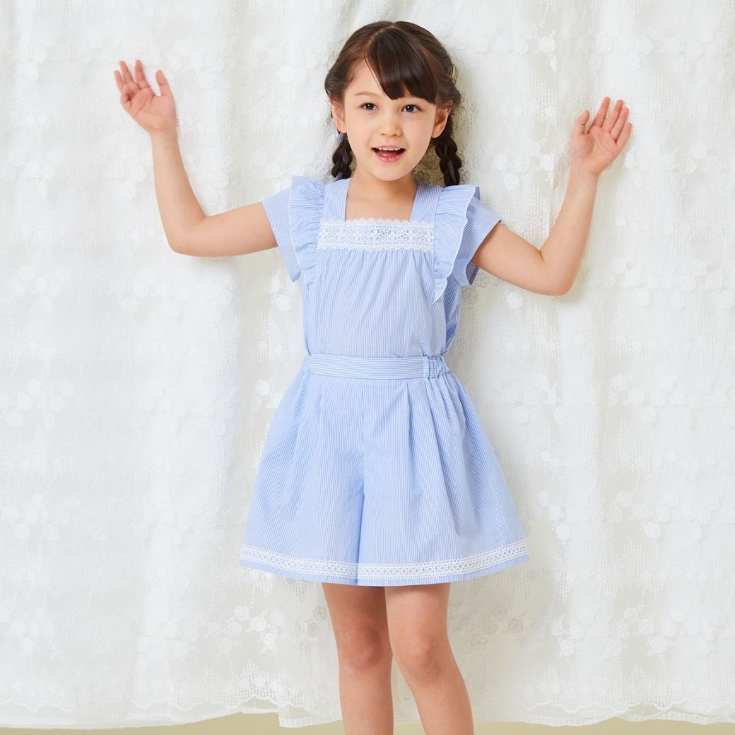 【ファイナルセール50%OFF】ストライプキュロット 110 120 130 140 150 160cm【セットアップ可】 (2436-7356) CHOPINblue/ショパンブルー