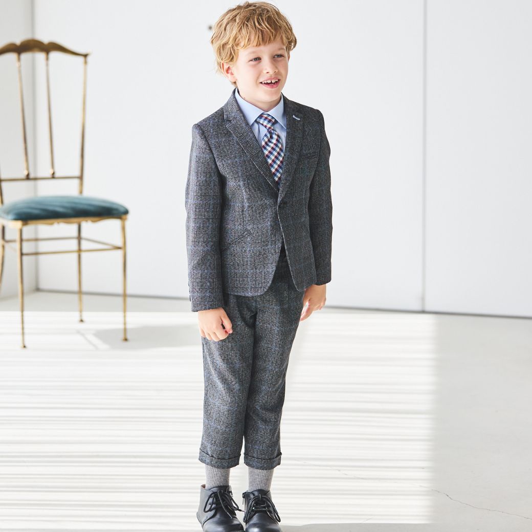 グレーチェッククロップドスーツ 110 120 130cm (8471-5400) CHOPIN/ショパン 【PREMIUMライン】