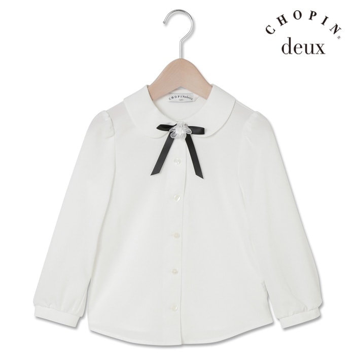 お花リボン付長袖ブラウス 100 110 120 130cm (1773-2300) CHOPIN deux/ショパン ドゥ