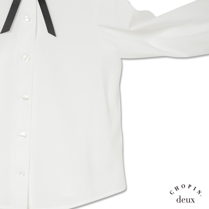 お花リボン付長袖ブラウス 100 110 120 130cm (1773-2300) CHOPIN deux/ショパン ドゥ