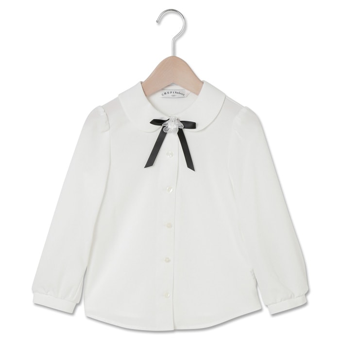 お花リボン付長袖ブラウス 100 110 120 130cm (1773-2300) CHOPIN deux/ショパン ドゥ