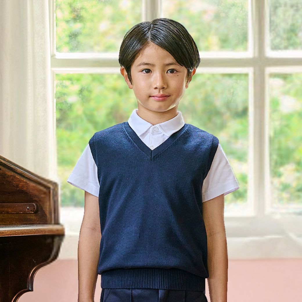 Vネックニットベスト 90 100 110 120 130cm (8297-5422)