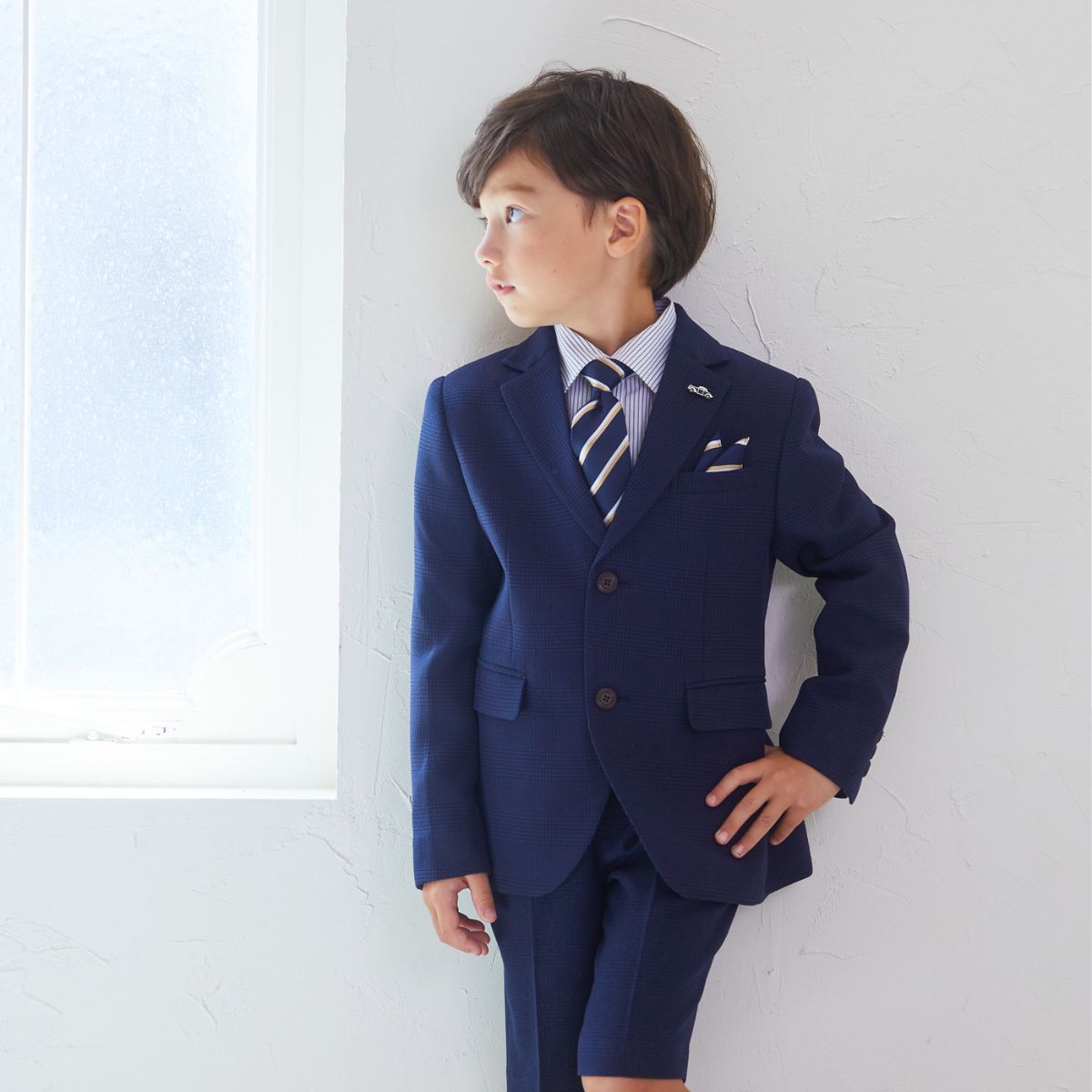 ネイビーチェックスーツ 130cm (8301-5402)