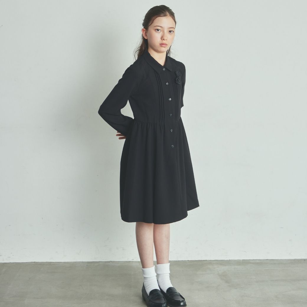 長袖ピンタックシャツワンピース 140 150 160cm(8893-2502)