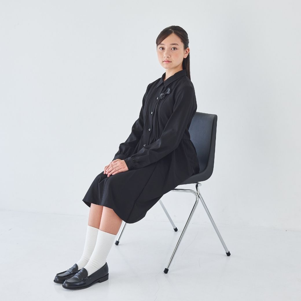 長袖ピンタックシャツワンピース 140 150 160cm(8893-2502