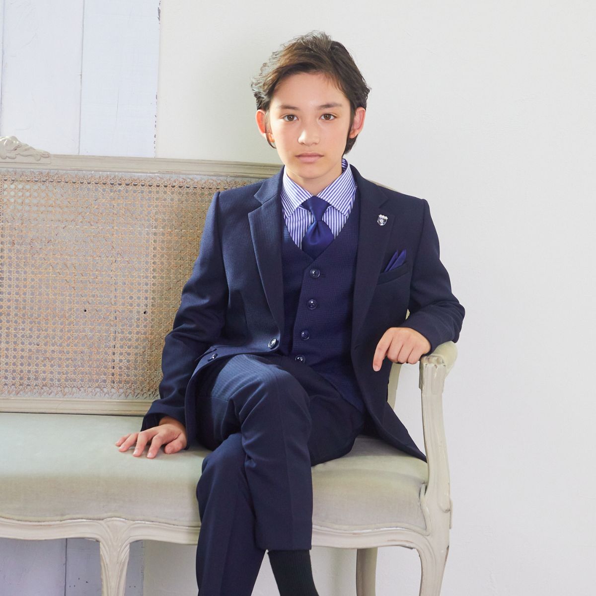 【セール15%OFF】チェックベストスリーピーススーツ 140 150 160 170cm (8301-5602)