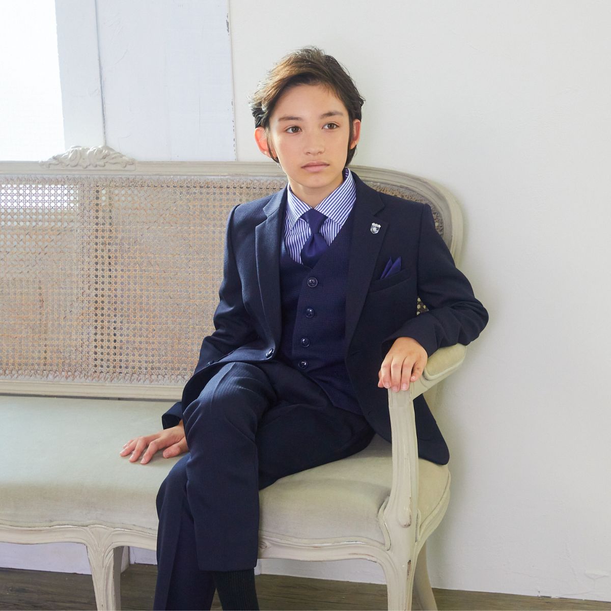 【セール15%OFF】チェックベストスリーピーススーツ 140 150 160 170cm (8301-5602)