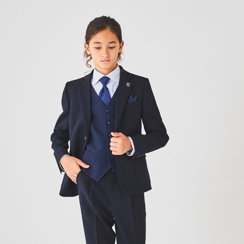 【セール15%OFF】チェックベストスリーピーススーツ 140 150 160 170cm (8301-5602)