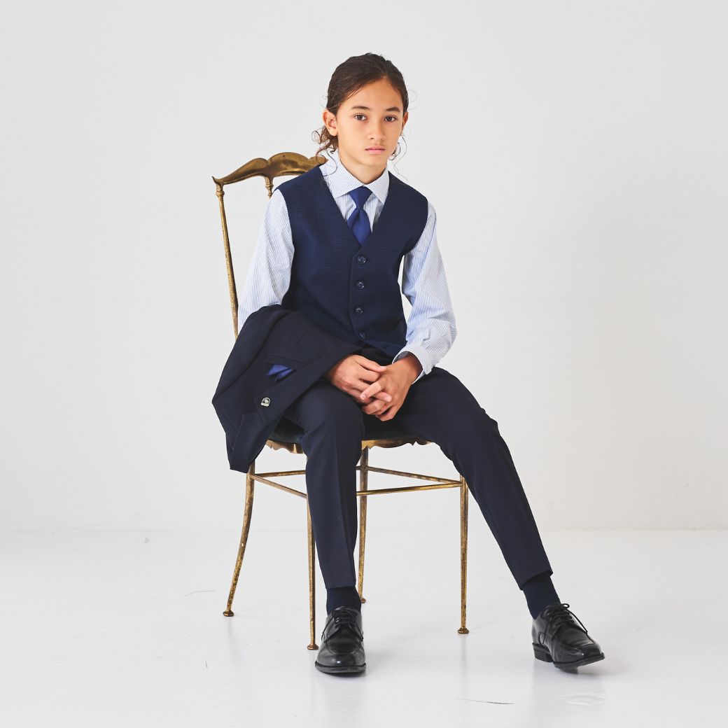 【セール15%OFF】チェックベストスリーピーススーツ 140 150 160 170cm (8301-5602)