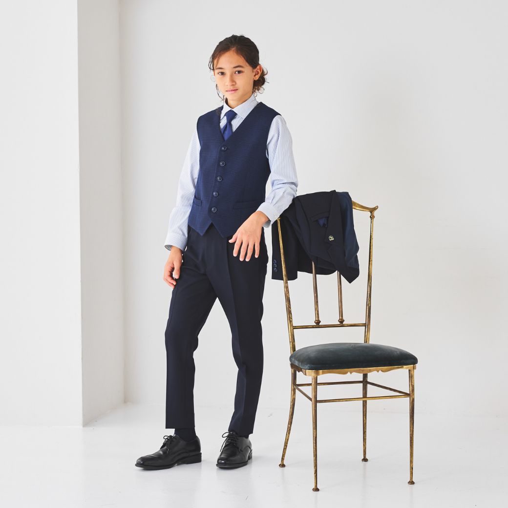 【セール15%OFF】チェックベストスリーピーススーツ 140 150 160 170cm (8301-5602)