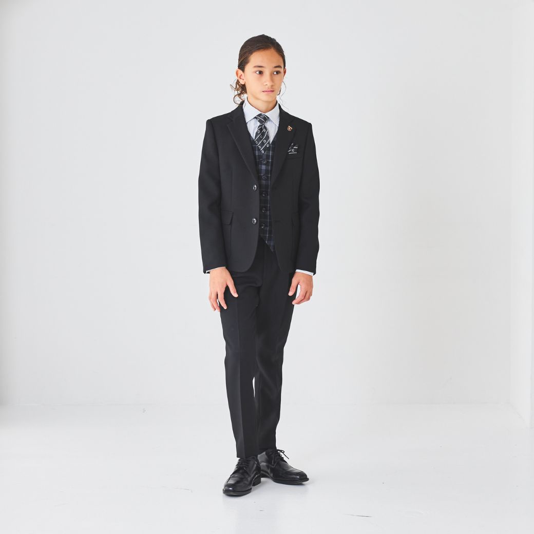 【セール15%OFF】チェックベストスリーピーススーツ 140 150 160 170cm (8301-5602)