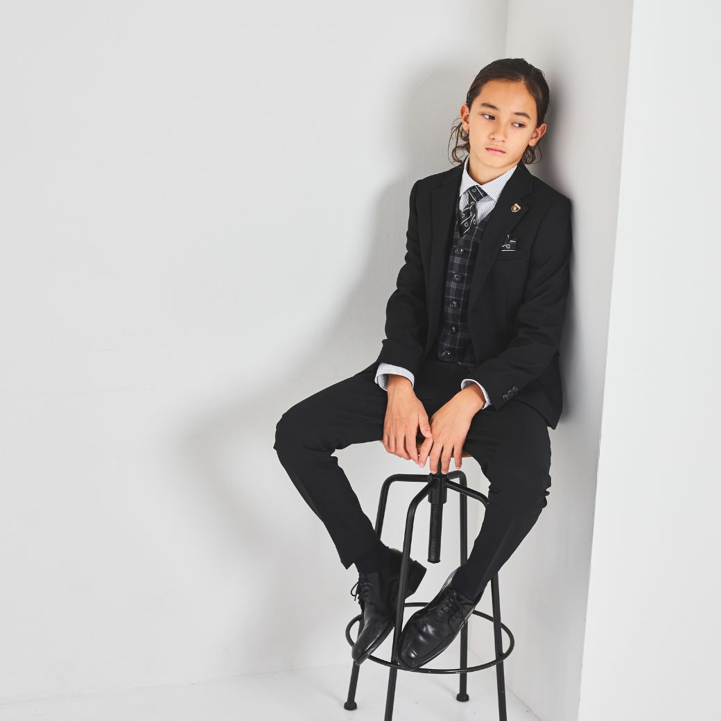 【セール15%OFF】チェックベストスリーピーススーツ 140 150 160 170cm (8301-5602)