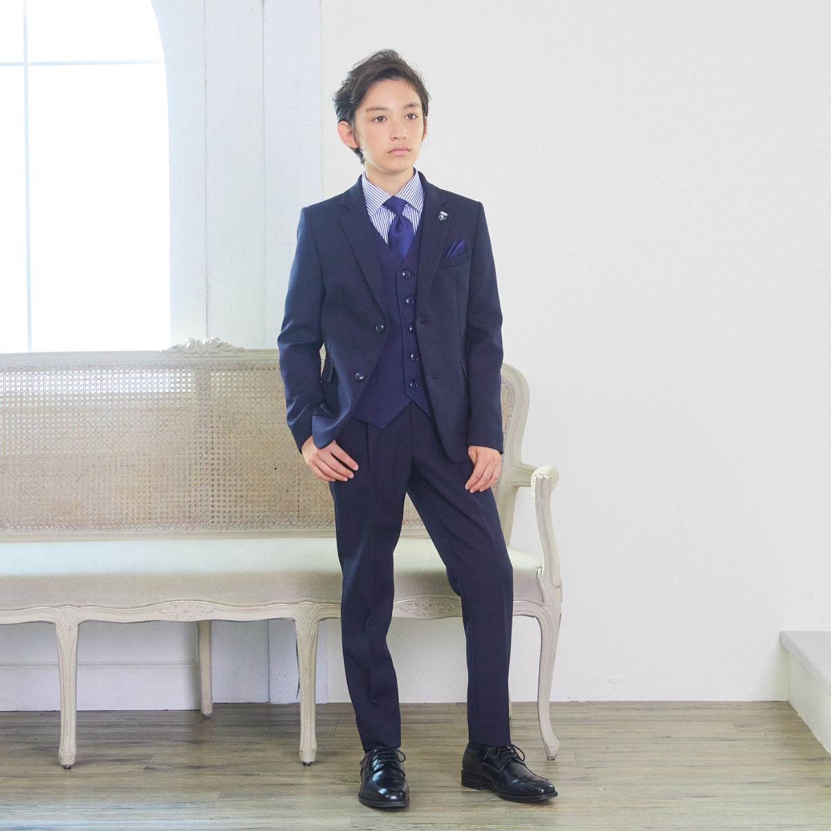 【セール15%OFF】チェックベストスリーピーススーツ 140 150 160 170cm (8301-5602)