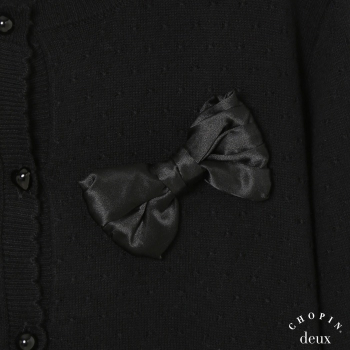 リボン付きドットカーディガン 140 150 160cm (1473-2507) CHOPIN deux/ショパンドゥ