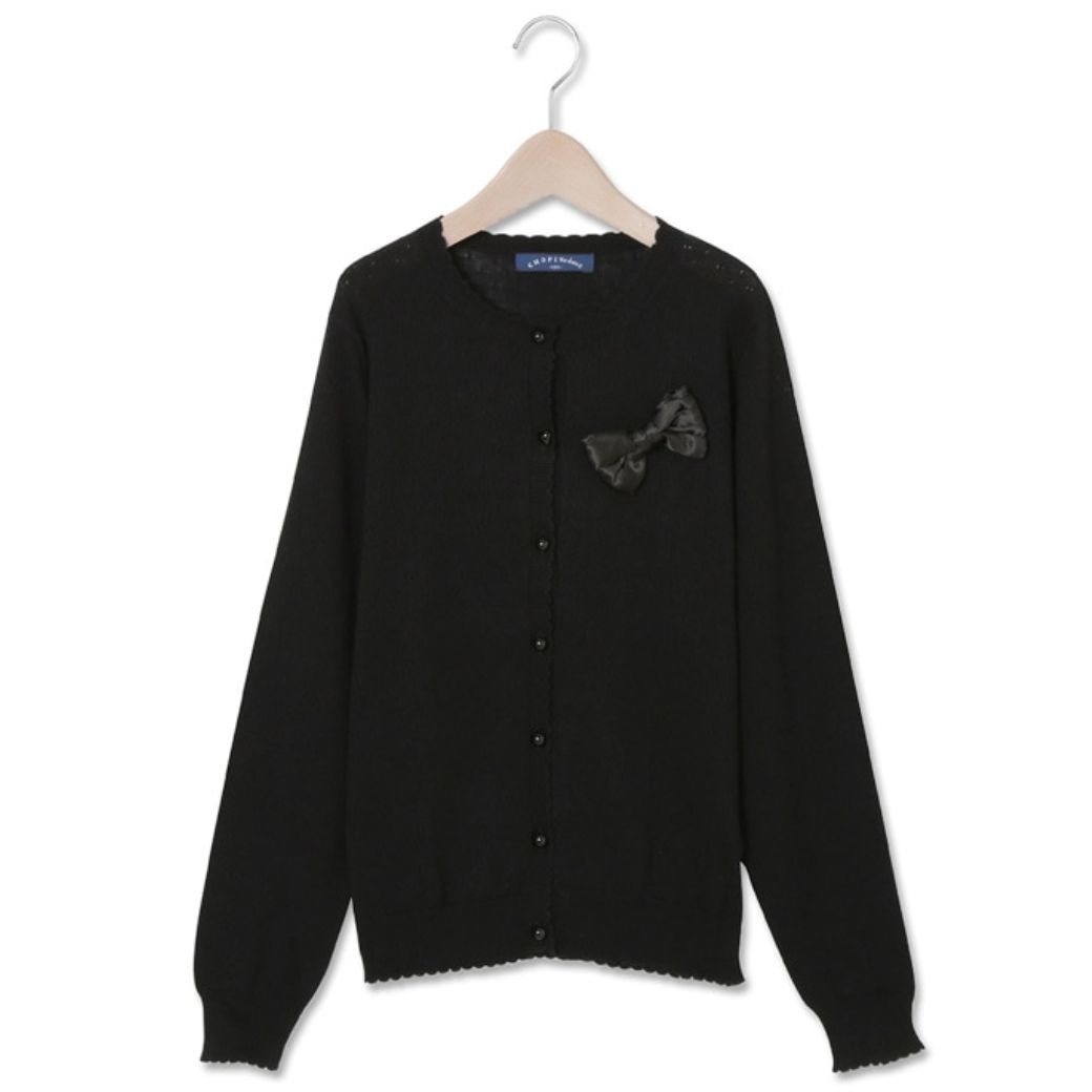 リボン付きドットカーディガン 140 150 160cm (1473-2507) CHOPIN deux/ショパンドゥ