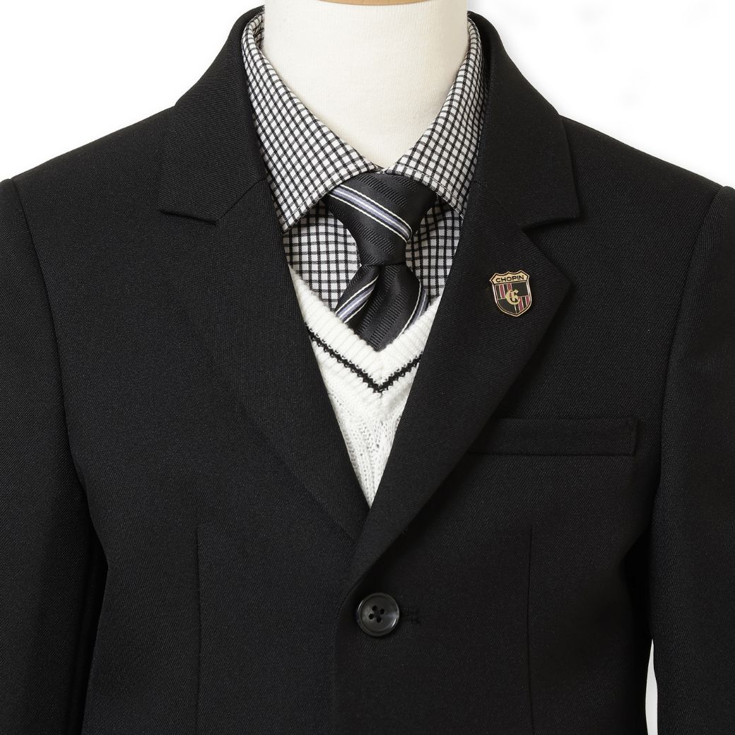 【セール:38%OFF】ニットベスト付きチェック柄スーツセット 110 120 130cm (2371-5450) CHOPINblue/ショパン ブルー