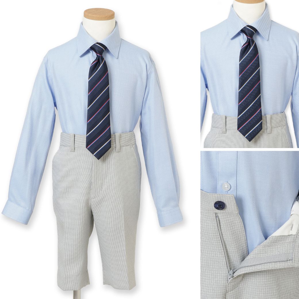 【セール:38%OFF】ニットベスト付きチェック柄スーツセット 110 120 130cm (2371-5450) CHOPINblue/ショパン ブルー