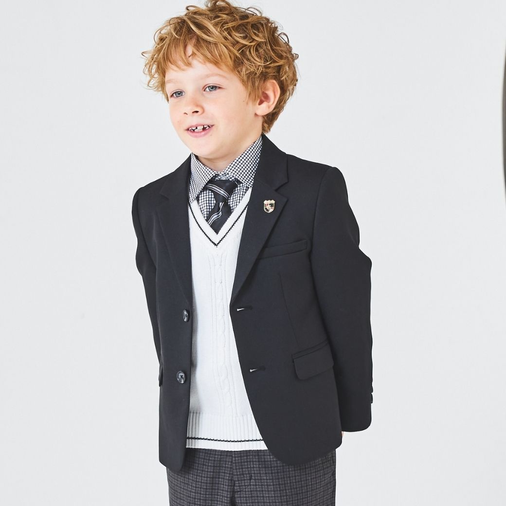 【セール:38%OFF】ニットベスト付きチェック柄スーツセット 110 120 130cm (2371-5450) CHOPINblue/ショパン ブルー