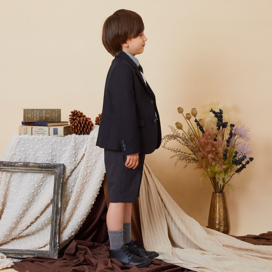 【セール:38%OFF】ニットベスト付きチェック柄スーツセット 110 120 130cm (2371-5450) CHOPINblue/ショパン ブルー