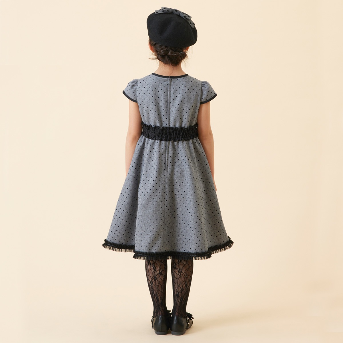 【TIMEセール55%OFF】フラワーポイントドットプリントフリルドレス 110 120 130cm (8276-7365)