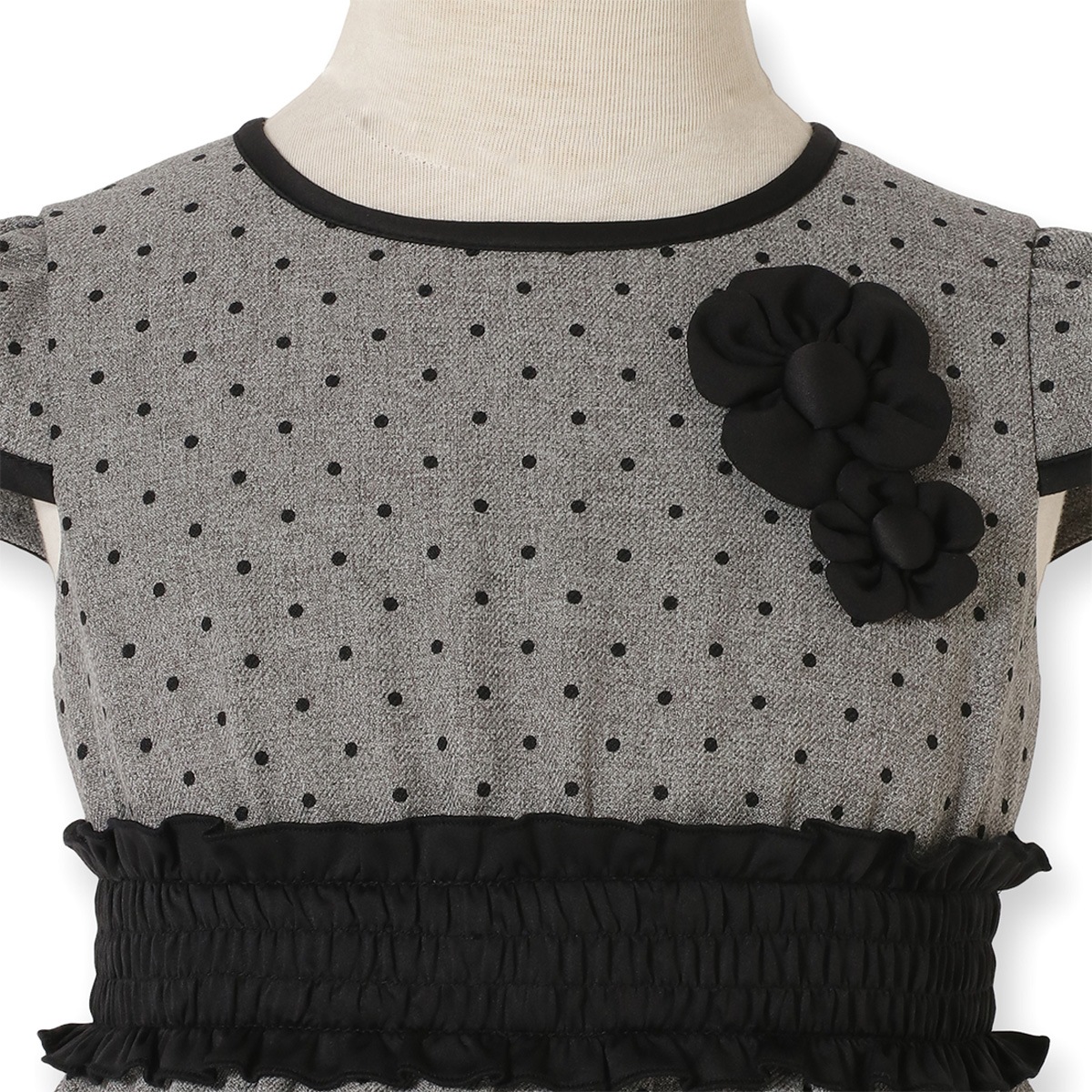 【TIMEセール55%OFF】フラワーポイントドットプリントフリルドレス 110 120 130cm (8276-7365)