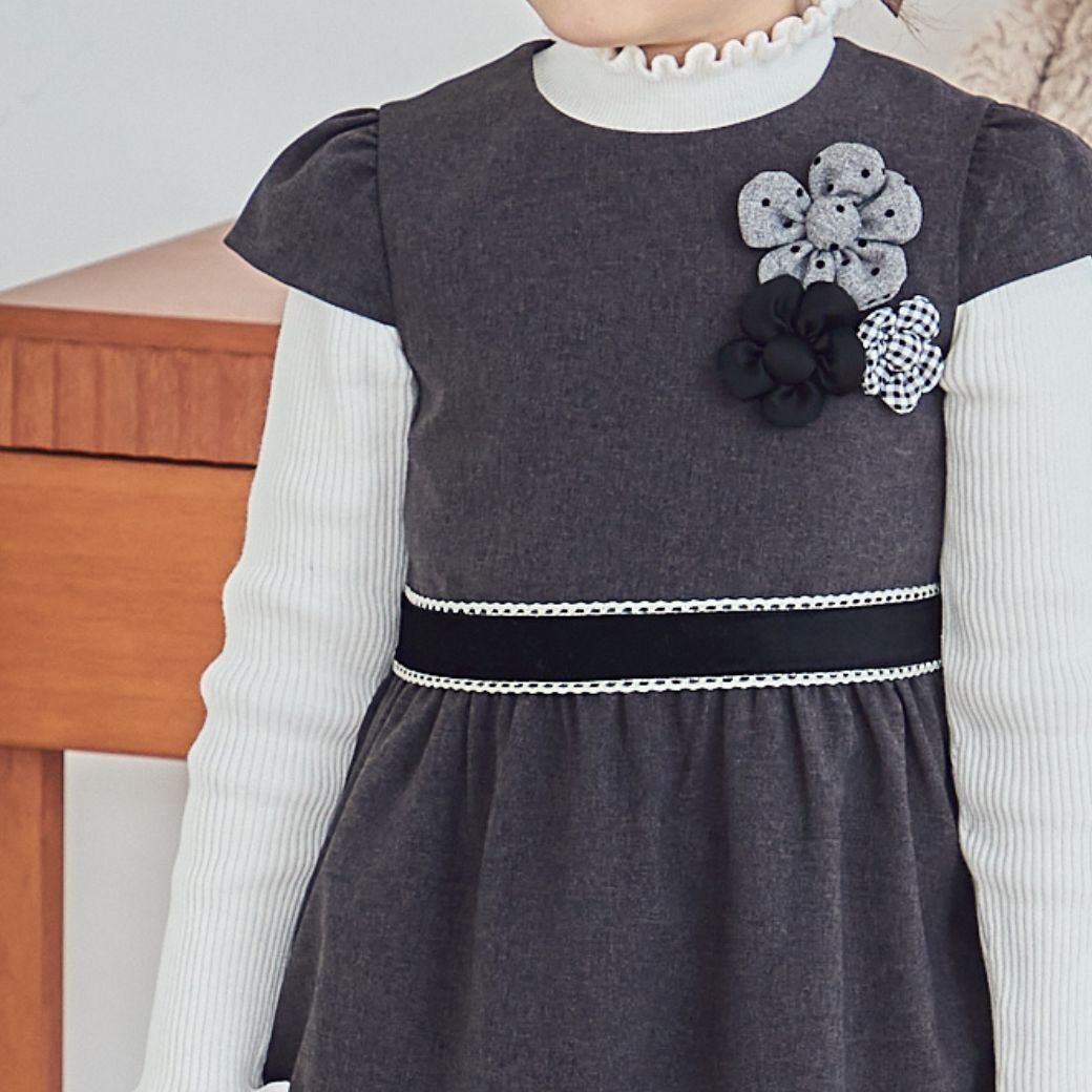 【TIMEセール50%OFF】モノトーンチェックフリルドレス 110 120 130 140 150cm (8276-7366)