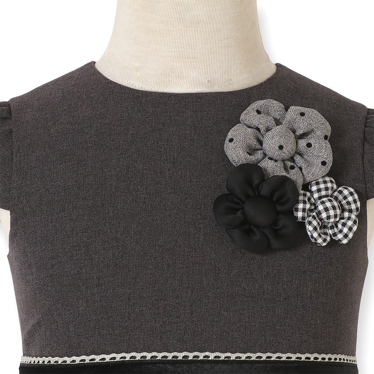 【TIMEセール50%OFF】モノトーンチェックフリルドレス 110 120 130 140 150cm (8276-7366)